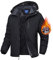 Zoofly Herren Winterjacke Warme Gefüttert Skijacke Wasserdicht Funktionsjacke Verdickt Snowboardjacke Fleecejacke Mit Kapuze Männer Schwarz-L