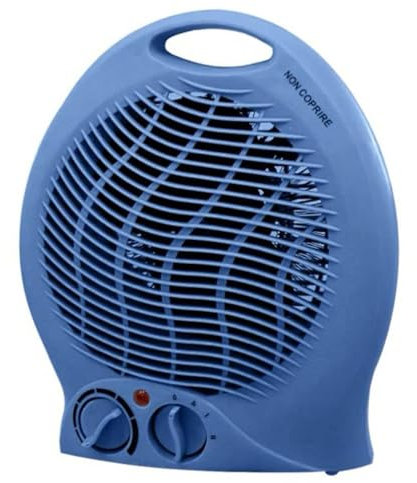 Paluplus Termoventilatore Shabby da bagno 1000-2000 watt, misura 23x13x27 cm, basso consumo, 2 livelli di potenza, scaldino elettrico scaldabagno con funzione Caldo e Freddo -1096F (Blu)