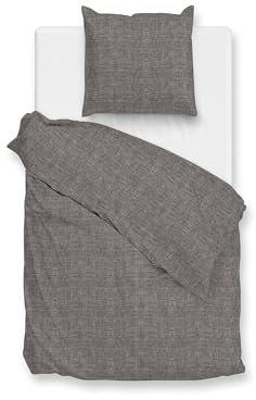 Zo!Home Flanell Bettwäsche 155x220 Flanella di Lino Dark Grey Uni Melange grau