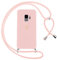 Oelrstfe Coque pour Samsung Galaxy S9 avec Cordon de Collier Étui Housse Souple Silicone avec Motif Coeur et Portable Lanyard Réglable Antichoc Anti-Chute Bandoulière Lanière Case,Rose