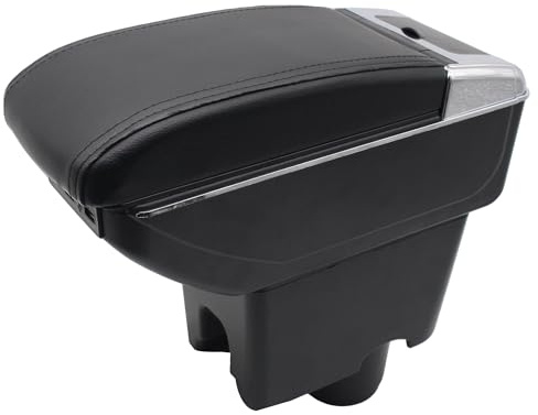 KAERGK Auto Armlehnen für VW UP 2009-2017 Mittelkonsolen für Kfz Doppelter Stauraum mit Getränkehalter 7 USB-Anschlüsse Hintere Utility-Box Einfache Montage (Schwarze Linie)