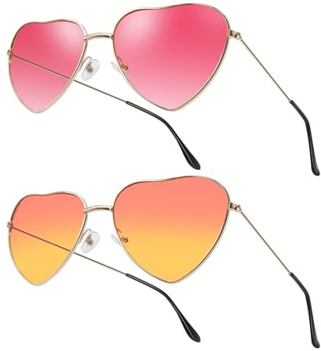 ANLIOTO 2 Stück Rosa Brille Fasching, Brille Orange Party Sonnenbrille Orange Aperol Spritz Kostüm Brille Pink für Herren Damen 70er 80er Party Hippie Accessoire