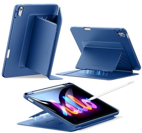 ESR for iPad Air 11 Inch Case M3/M2 (2025/2024), iPad Air 5th/4th Gen (2022/2020), Vertical Stand Cover, Multi Stand Angles, Ultra-Stable Case with Pencil Holder, Flip Magnetic Series, Blue