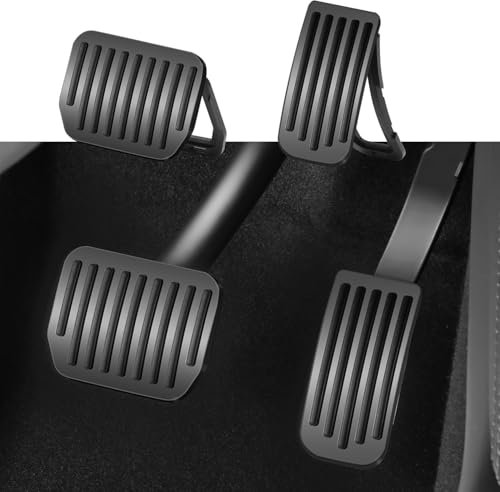 TOPABYTE Perfomance Pedale für Tesla Model Y Juniper Model 3 Highland 2017-2025 Aluminium Pedalauflagen Abdeckung, Antirutsch Gas und Bremspedalabdeckung, Schwarz