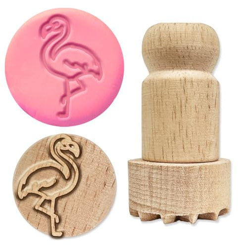 OLYCRAFT Holzstempel 2.7cm Flamingo Runder Stempel Holz Tonstempel Runder Holzstempel Sommer Holzstempel Runde Töpferstempel Kleiner Stempel Für Kartengestaltung DIY Basteln Brief Tagebuch