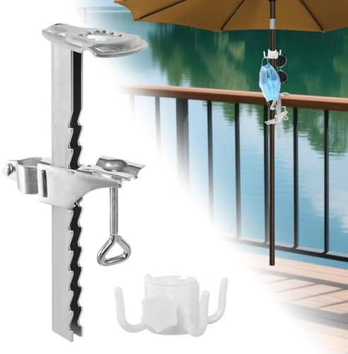 Sonnenschirm Halterung Balkon, Einstellbar Sonnenschirmhalter Balkongeländer Verlängerte Schirmständer Sonnenschirm mit Aufhängehaken, Sonnenschirmhalter Balkongeländer für Geländer Terrassen Tische