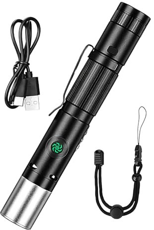 yztju Linterna Potente - Linterna Recargable LED de Alta Luminosidad - Lámpara Magnética Con Modos Ajustables, Equipo Para Senderismo Caza Camping