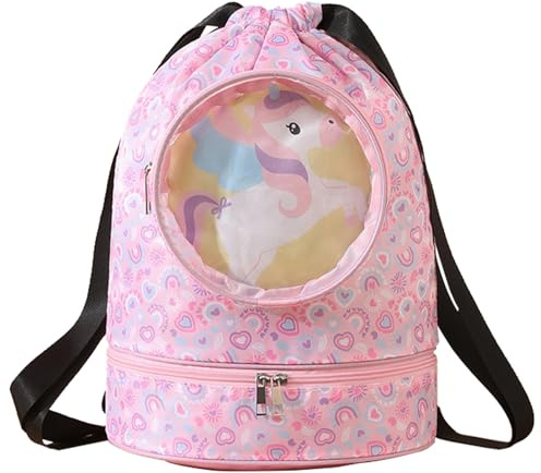 Voici et Voila Sac de Sport à Cordon Sac a Dos Natation Gym Fitness Enfant Fille Garcon Sac Etanche Pisine Plage Pique-Nique Sac de Sport Enfant Vacance