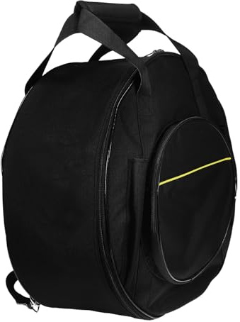 Gepolsterte Tragetasche für Snare Drum, Marschtrommel, Schwarz | Verstärkte Schnallen, Außentasche, Glatte Reißverschlüsse, Polyester, Schultergurt und Tragegriffe