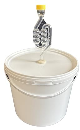 SILPLAST Gärbehälter 5L Fermentationsbehälter mit Gärröhrchen Deckel Dichtgummi Gäreimer Eimer für Bier Wein oder Maische lebensmittelecht Gärballon ideal für Hobbybrauer weiß