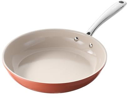 Redchef Pfanne Induktion 24cm, Antihaft Beschichtung Keramikbeschichtung Bratpfannen mit Edelstahlgriff, PTFE-frei PFOA-frei PFAS-frei, Backofenfest, Spülmaschinenfest, Orange