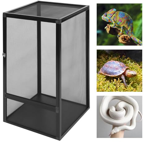 Abschließbar Terrarium Nagarium Faunarium, Oben mit Abnehmbare Netz, Aluminiumlegierung Faunabox Reptilien- und Amphibienhabitate, für Chamäleons, Eidechsen, Insekten und Schlangen, 45x45x80 cm