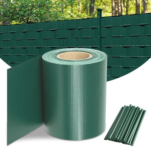 Vkechh Bandes brise-vue pour panneaux à double fil, 70 m x 19 cm, en PVC résistant aux intempéries, 450 g/m², avec 60 clips. Idéal pour clôture à double fil, jardin et balcon, vert