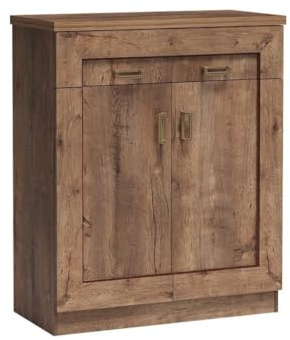 Masseno Kommode Udine 90 cm Sideboard mit 2 Schubladen und 2 Türen für Wohnzimmer Schlafzimmer Modern 90x44x110 cm Braun