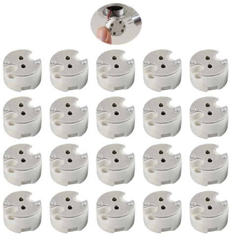 Hugclaw 20PCS Douilles En Céramique MR16 GU5.3/G4,Compatible Spot LED et Halogène, G4 et GU5.3 LED, Contact Pousse Fil Pour Lampe Halogène, Douilles Lampe Connecteur de Ampoule pour Spot