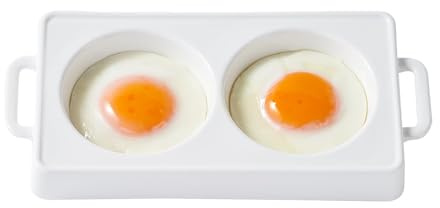 EliteVibe Ceramic Microwave Egg Cooker, BPA-Free 2-Cavity Egg Poacher | All-Ceramic, BPA-Free, 2-Cavity Egg Poacher, Non-Stick, Dishwasher Safe, Microwave Safe, Round Eggs, Breakfast Sandwiches
