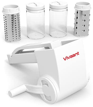 Restaurant-Grade Italian Cuisine Rotary Cheese Grater with Handle - Perfect Heavy-Duty Parmesan Cheese Grater - Effortlessly Shred and Shave Cheese with 2 Easy to clean Stainless Steel Drum Blades
