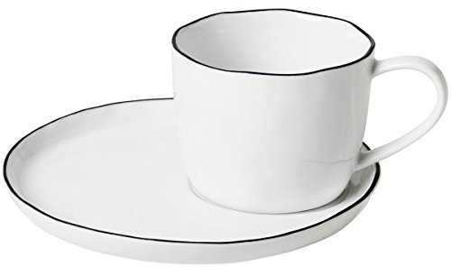Broste Copenhagen Tasse mit Untertasse, Porzellan, Grau, 6.4 Centimeters cm