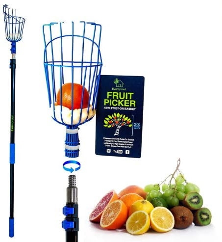 EVERSPROUT 4m-Ceuilleur de Fruits (6.1m Reach) | Panier pré-assemblé, Facile à Attacher | Extension légère en Aluminium d'excellente qualité | +Sac de Transport Bonus