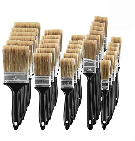 KINJOEK Paint Brush 30 Pieces, Home Wall Trim House Chip Paintbrush Set, Professional Multi-Purpose Home Repair Tools for DIY Paint Stains Varnishes Glues Acrylics Cabinet Deck Fence Edge Door