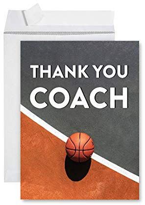 Andaz Press Lustige Jumbo Dankeskarte für Coach, Trainer, Trainer, Sporttrainer, Wasserpolo, Schwimmen, Tennis, Fußball, Basketball, Softball, Baseball, Fußball Coach Thank You Basketball Coach