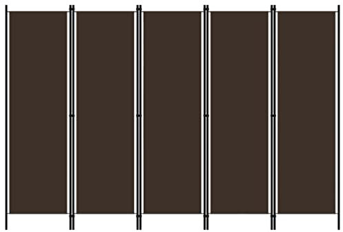 vidaXL Raumteiler Klappbar Freistehend Trennwand Paravent Umkleide Sichtschutz Spanische Wand Raumtrenner 5-TLG. Braun 250x180cm Eisen Stoff