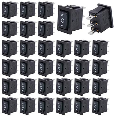 Gebildet 20pcs 250V-110V-36V-24V-12V/6A SPDT 3Pines 3Posiciones ON/Off/ON Autoblocante Interruptor Basculante Negro