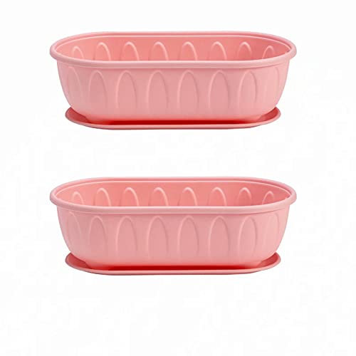 Lot de 2 jardinières en plastique pour fenêtre de 35,6 cm - Pour balcon, rebord de fenêtre, terrasse, jardin, rose