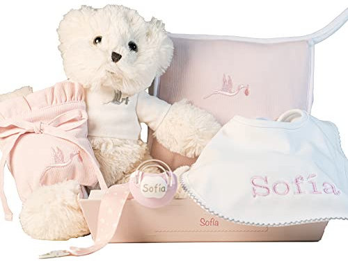 BebeDeParis Canastilla Bebe Personalizada, Cesta Completa de Calidad para Recién Nacidos, Set de Regalos para Niño/Niña, Presentación de Lujo, Ideal para Regalo, Baby Shower