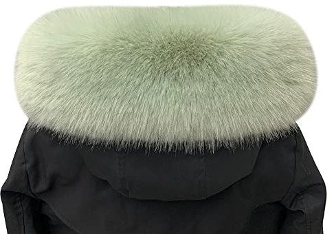ihreesy Kunstpelz Schal,75cm Winterkragen Kunstpelz Fellimitat Fuchs Schal Damen Schals Kunstfell Kapuze Pelzschal Abnehmbare Kunstpelz Fellkragen für Wintermantel Daunen Jacke,Grün
