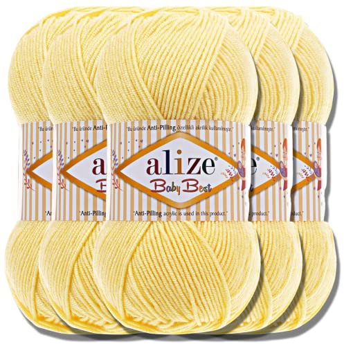 Hobby YARN Alize Baby Best Batik 5x 100g Türkische Premium Wolle Babywolle (Amarillo claro | 250)