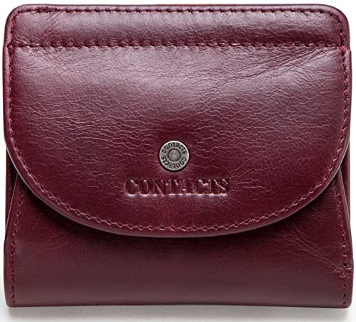 LOXO CASE Damen Geldbörse, Doppelte Falte Geldbeutel mit Münzfach Reißverschluss Portemonnaie, 8 Kartenfächern, Damen-Portemonnaie inklusive Geschenkbox,Wine Red