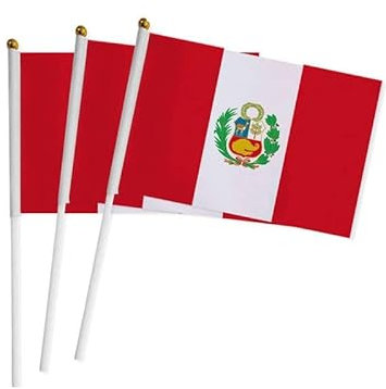 YCDtop 50 Stück Flagge 14 * 21cm Peru Handfahne Fahne Peru Minifahne kleine Fahne mit Stange