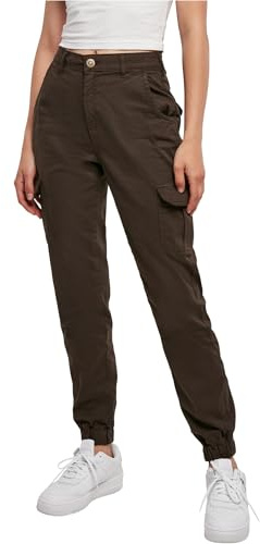 Urban Classics Damen Ladies High Waist Cargo Pants Brown, 28