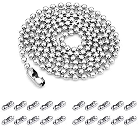 Edelstahl Kugelkette, Edelstahl Perlen Rollenkette, 10 Meter Kugelkette, 2.4 mm Durchmesser mit 20 Passenden Anschlüssen, Für DIY-Schmuckherstellung, Halsketten, Armbänder, Schlüsselanhänger Usw