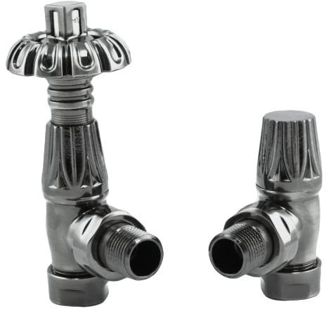 Excel Home Thermostatic Radiator Valves - Traditional Design 1/2 x 15mm Metal Head Radiator Valves - Westminster Black Nickel