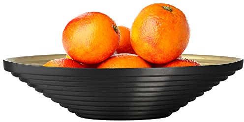 TREND FOR HOME Obstschale ⌀ 27 cm Servierplatte Salatschüssel Snackschale Dekoschale Glasschüssel Glasschale Servierschale Schmuckschale Servierschüssel Tischdeko, Alexis, Schwarz/Gold