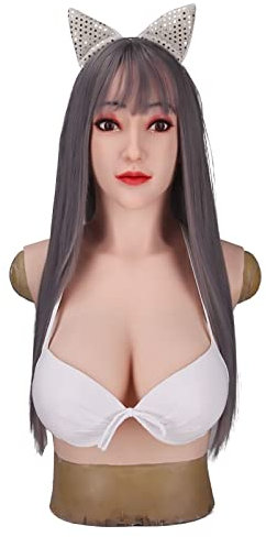 Generic Maschera realistica del Seno Artificiale del Silicone delle Donne Maschera realistica del Viso Adatta per travestito travestito Costumi di Halloween Cosplay (Color : Tan)