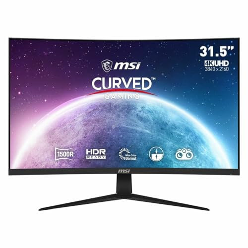 MSI G321CUV Écran PC Gaming Incurvé 31,5 UHD - Dalle VA 1500R, 3840x2160, 60Hz / 4ms, 16:9, Adaptive-Sync - DisplayPort 1.2a, HDMI 2.0b