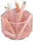 Annova Organiseur de bureau rotatif en maille avec 5 compartiments pour bonbons/stylos pour bureau, fournitures artistiques, rangement, salle de classe, maison (Light Pink)