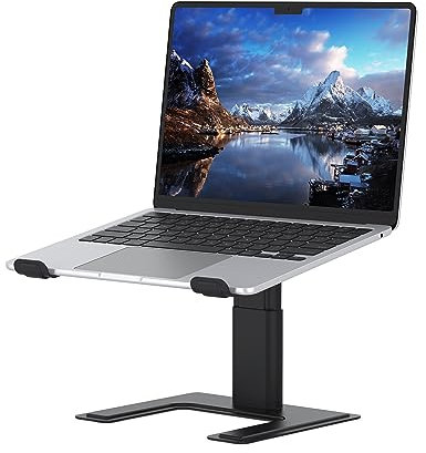 ALASHI Laptop Stand for Desk, Computer Stand Adjustable Height, Ergonomic Notebook Laptop Riser, Aluminum Metal Holder Compatible with 10 to 17.3 Inches Notebook PC Computer, Black