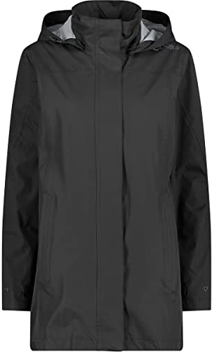 CMP Damen Lange Ripstop-regenjacke für Damen Regenparka | Trocken bei Regenwetter, Flexibel bei Wetterwechsel, Leichtes Tragegefühl, Praktischer Wetterschutz