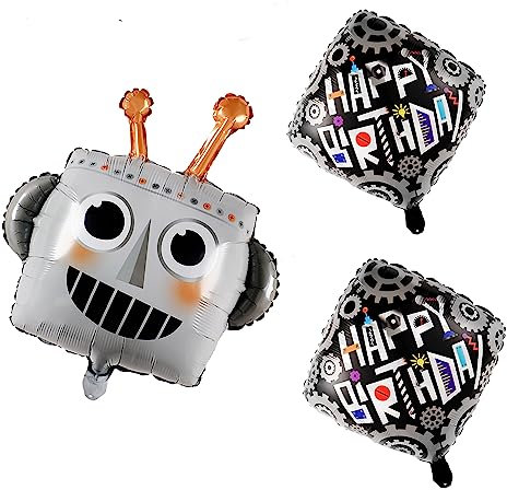 ED-Lumos 3Pcs Helium Luftballon Riesiger Graue Roboter Wiederverwendbare für Kinder Geburtstag Party Sommer Strand Dekoration Geschenk