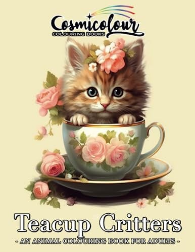 Teacup Critters: An Adult Colouring Book Featuring 50 Adorable Animal Illustrations for Stress Relief and Relaxation