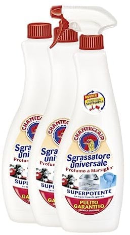 Chanteclair - Sgrassatore Universale, Superpotente, Profumo di Marsiglia, Formula Originale - 1 Spray + 2 Ricariche da 700 ml