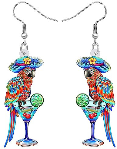 NEWEI Cute Macaw Papagei Vogel Ohrringe für Damen Mädchen Damen Acryl Tiere Schmuck Geschenke Charms (Hawaii D)