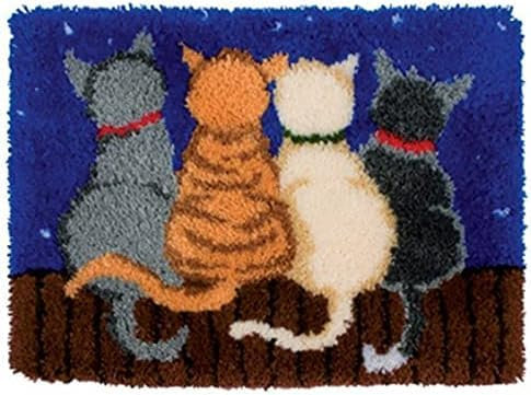 Raixleb Latch Hook Kits Knüpfteppich für Kinder und Erwachsene zum Selber Knüpfen DIY Teppich 51x 38 cm Katze