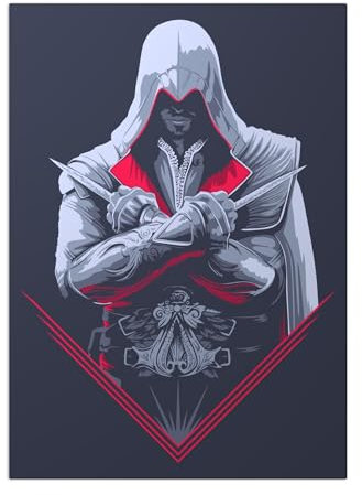 Displate Offiziell Assassin's Creed MetallPoster Magnetische Befestigung Inklusive Lizenziert Bilder Hochwertiges PosterAC Legacy Posters - Assassin 45 cm x 32 cm