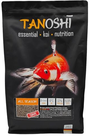 Tanoshi Koifutter - All Season Sink - 4,5mm 5 kg | sinkendes Jauptfutter für Winter, Herbst und Frühjahr | für eine ausgewogene Ernährung mit Lachsöl | ab 6°C