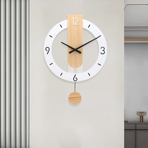 TOHOOYO Wanduhren Dekor Modern Leise Große Wanduhr aus Holz Nicht Tickend Batteriebetrieben Quarzuhr für Wohnzimmer Küche Schlafzimmer Dekorativ Badezimmer